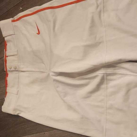 Nike Men's Baseball  White Pants with Orange Trim - Picture 2 of 6